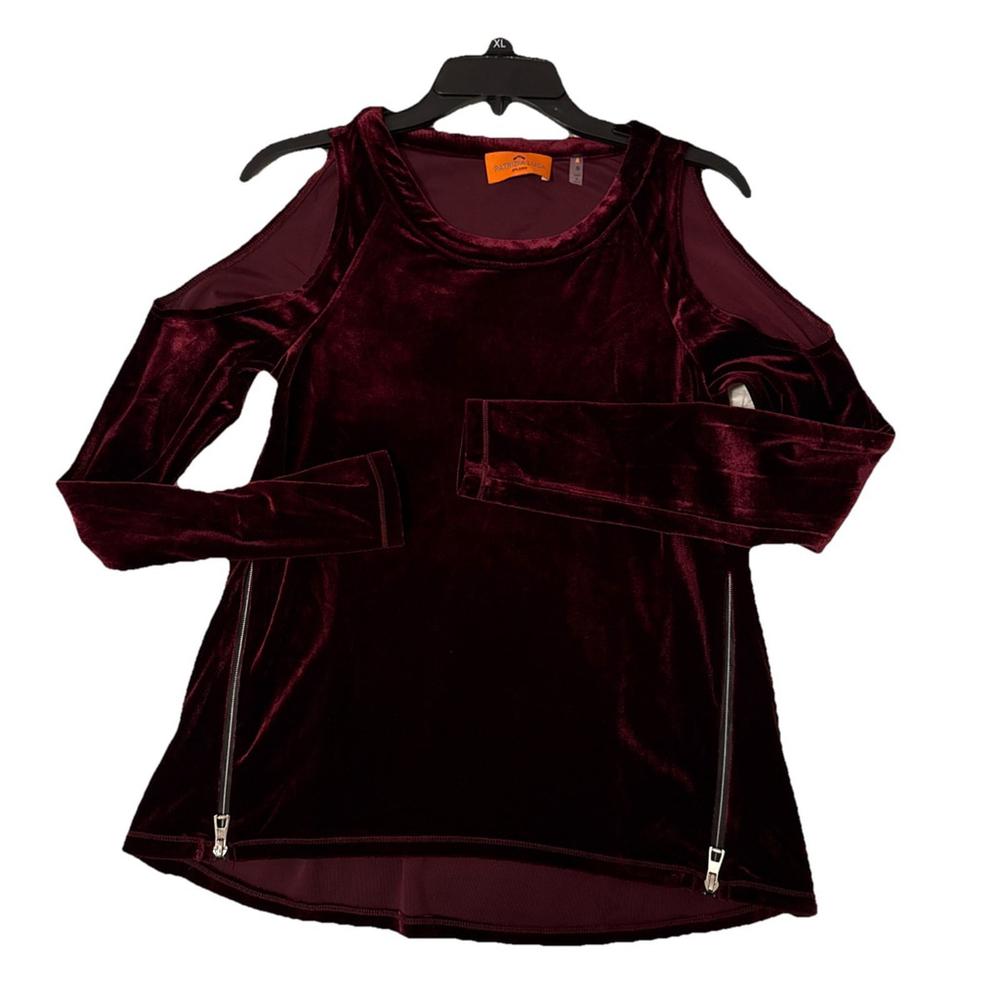 Patrizia Luca Milano Women's Velour Cold Shoulder Long Sleeve Top Size Small
